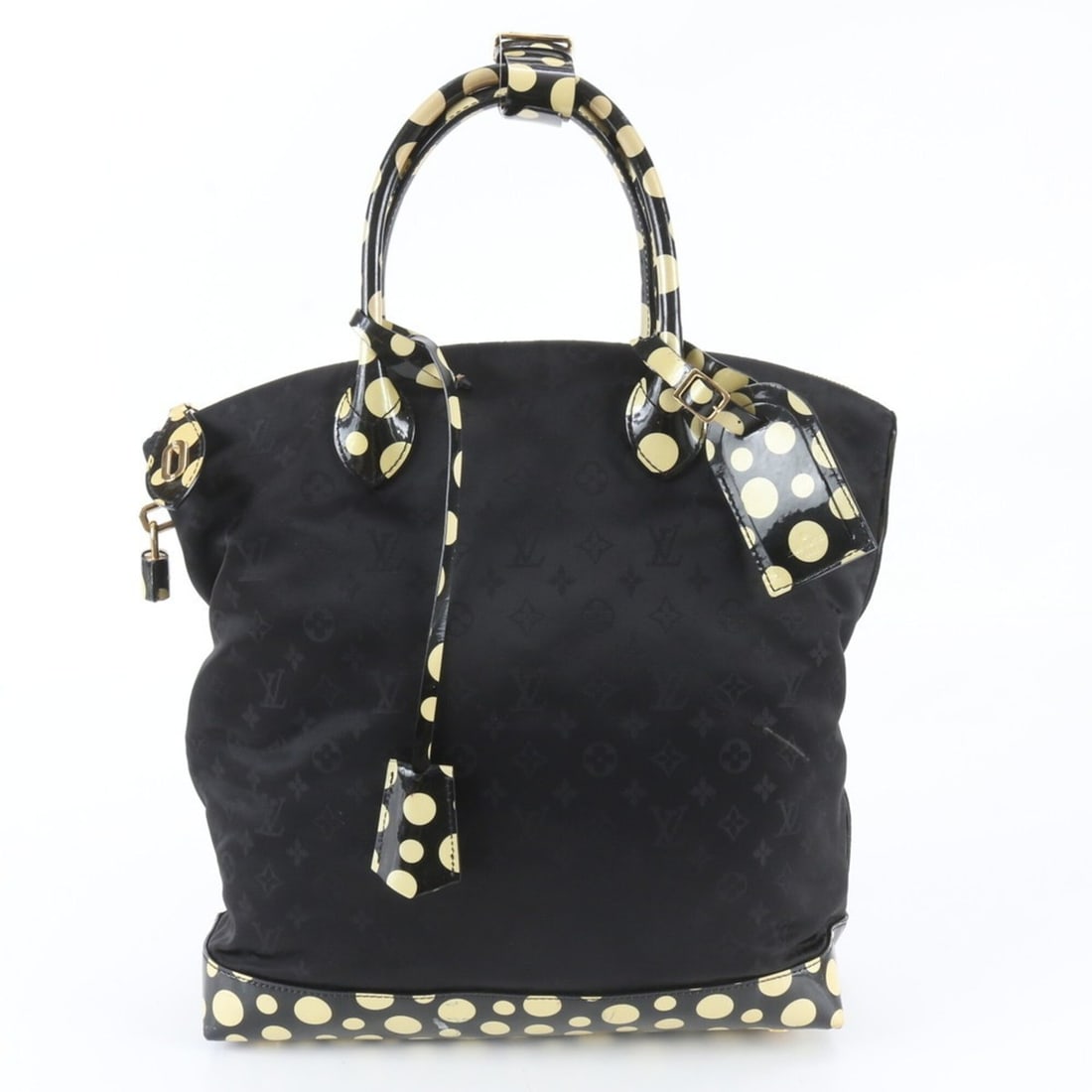 Louis Vuitton x Yayoi Kusama LV YK Dot Infinity Lockit MM Leather Tote Bag for Women: --- Catalog ---Category: SizeSize (HxWxD): 32cm x 31cm x 15cm / 12.59'' x 12.2'' x 5.9''Category: DesignType: Tote bagColor: Black, YellowGender: WomenMaterial: Leather , Nylon Category: GeneralMPN: M
