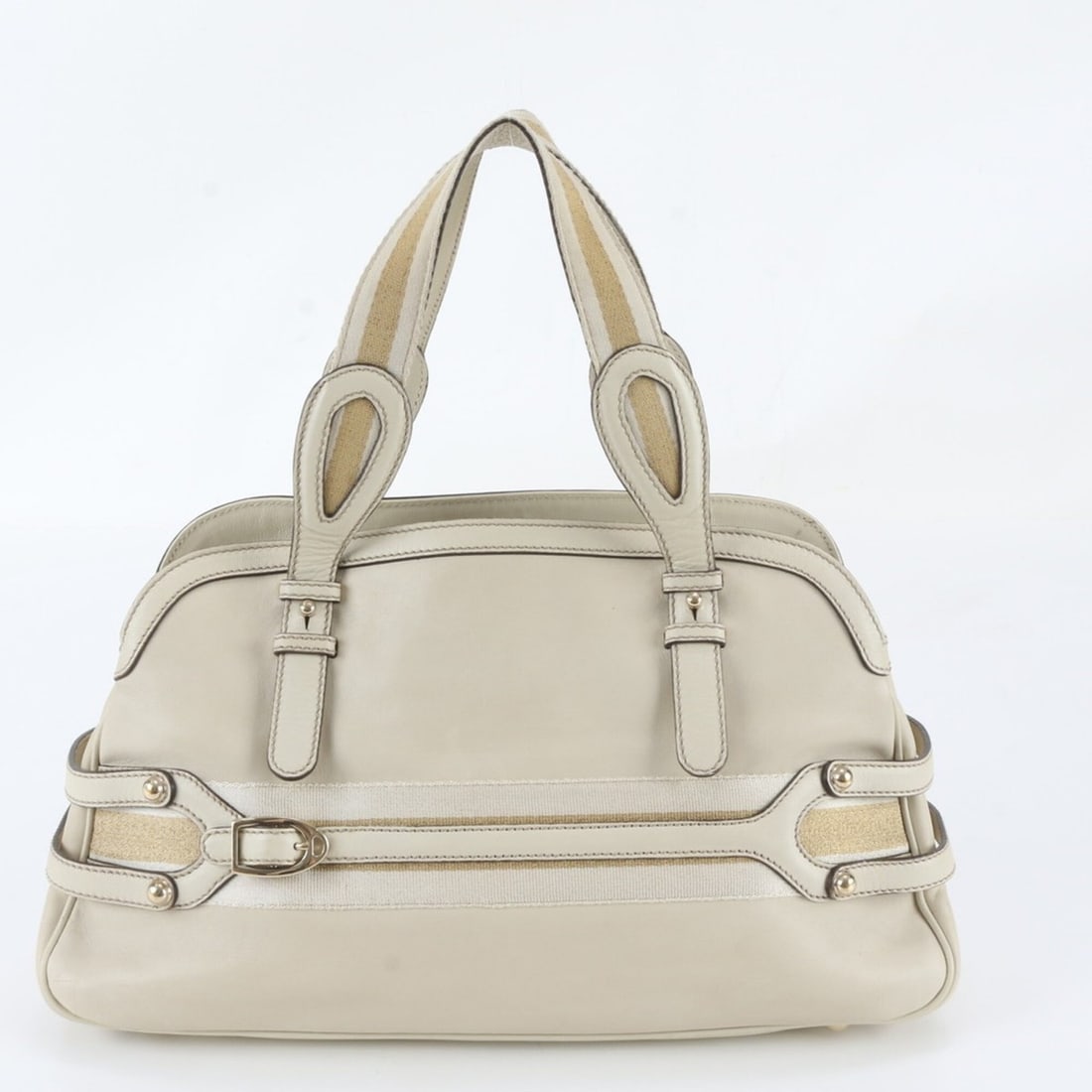 Gucci 169958 Leather Tote Bag Shoulder Handbag Mini Boston Beige Women's (1 of 10)