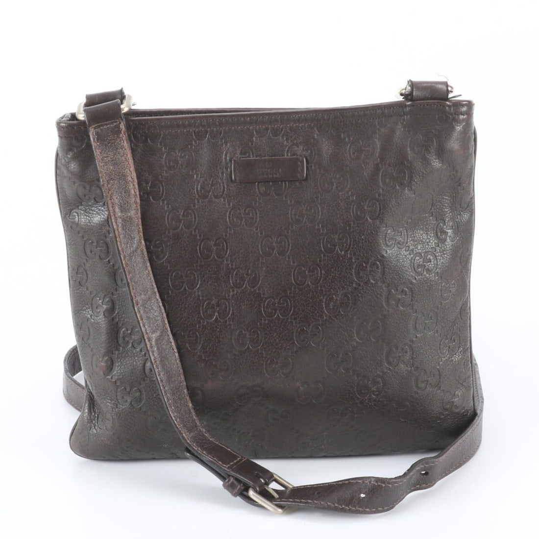 Gucci Guccissima 201533 Leather Shoulder Bag Messenger Business Tote for Men: --- Catalog ---Category: SizeSize (HxWxD): 21cm x 23cm x 2cm / 8.26'' x 9.05'' x 0.78''Category: DesignType: Messenger bag, Shoulder bag, Tote bagColor: BrownGender: MenMaterial: Leather Category: Gen