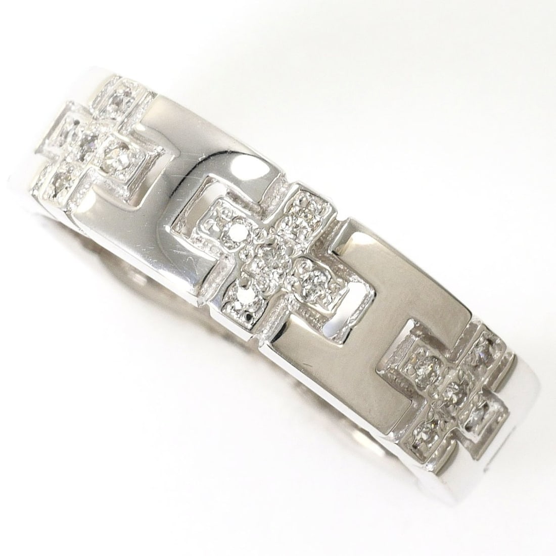K14 14K WG White Gold Ring, 1 Diamond 0.10ct, Certificate of Authenticity, Total Weight 3.8g,: --- Catalog ---Category: SizeWidth: 6mm / 0.24''Weight: 3.8g / 0.13oz.JP Size: 12US Size: 6.5Category: DesignType: Band ringColor: White goldMetal: White GoldStone: DiamondGender: WomenMaterial: White