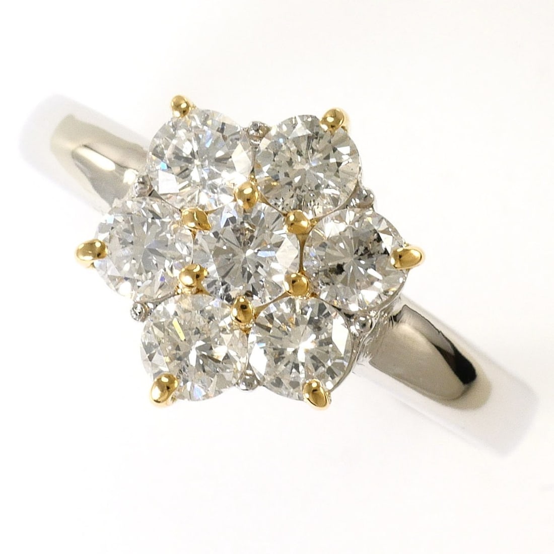 PT900 Platinum 18K Yellow Gold Ring, 1 Diamond 1.00ct, Certificate of Authenticity, Total Weight (1 of 9)