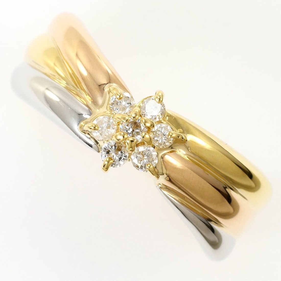PT900 Platinum 18K Yellow Gold Ring, 1 Diamond 0.15ct, Certificate of Authenticity, Total Weight: --- Catalog ---Category: SizeWidth: 7mm / 0.28''Weight: 3.7g / 0.13oz.JP Size: 11US Size: 6Category: DesignType: Band ringColor: Pink gold, Platinum, Yellow goldMetal: Gold, PlatinumStone: DiamondGend