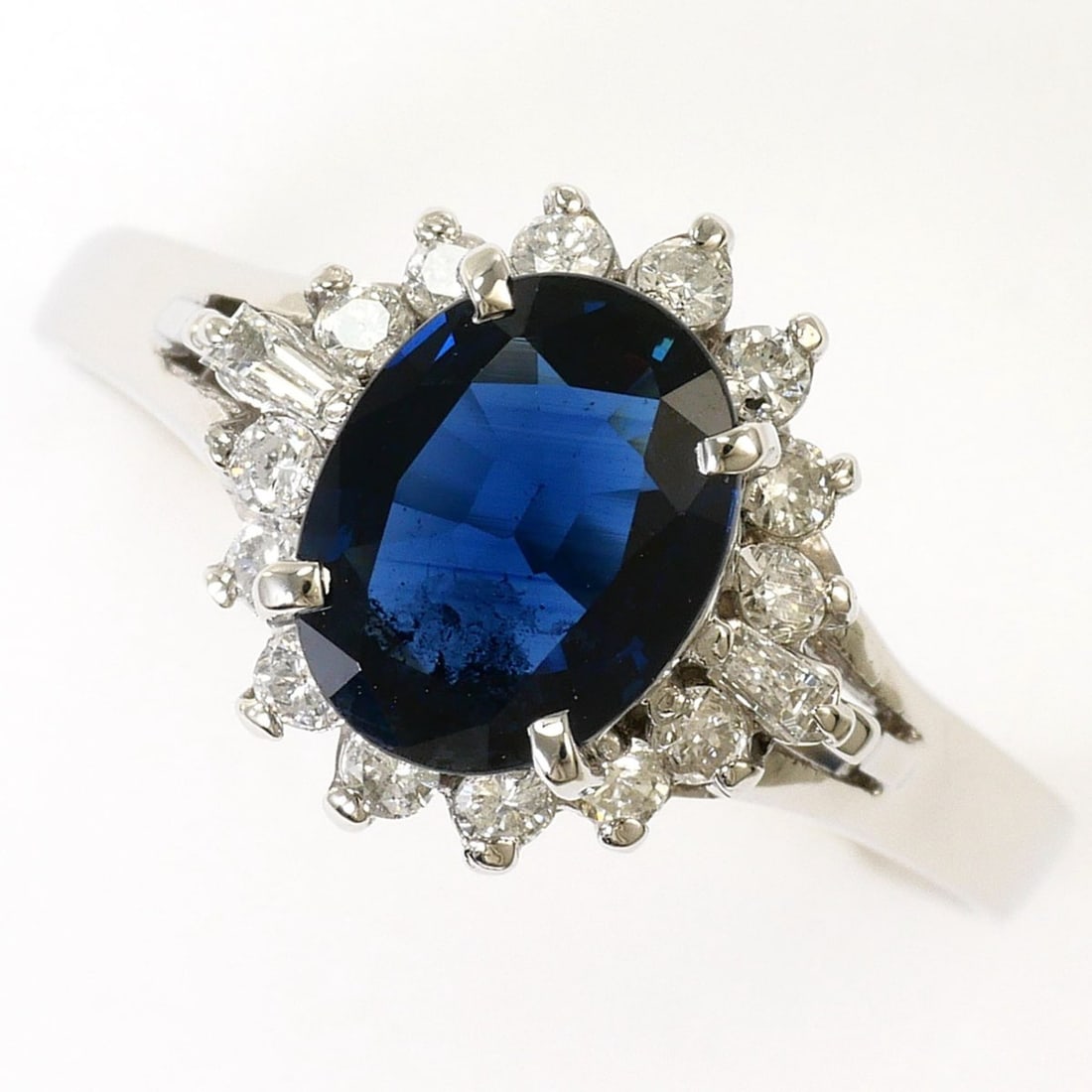 PT850 Platinum Ring, 1 Sapphire 1.12ct, Diamond 0.25ct, Certificate of Authenticity, Total Weight (1 of 9)