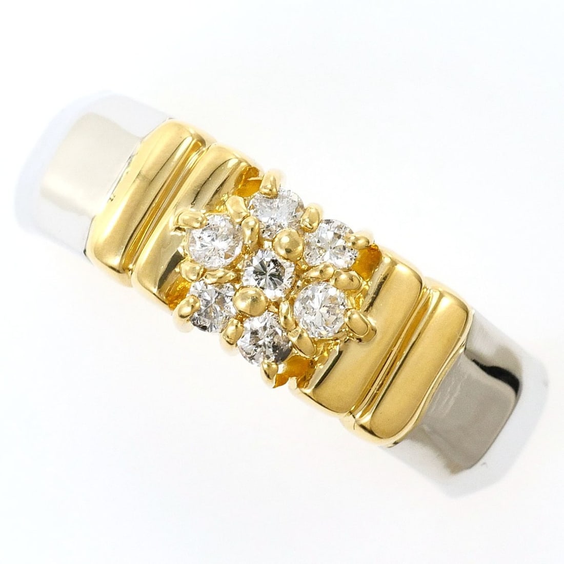 PT900 Platinum 18K Yellow Gold Ring with 0.17ct Diamond, Certificate of Authenticity, Total Weight (1 of 15)