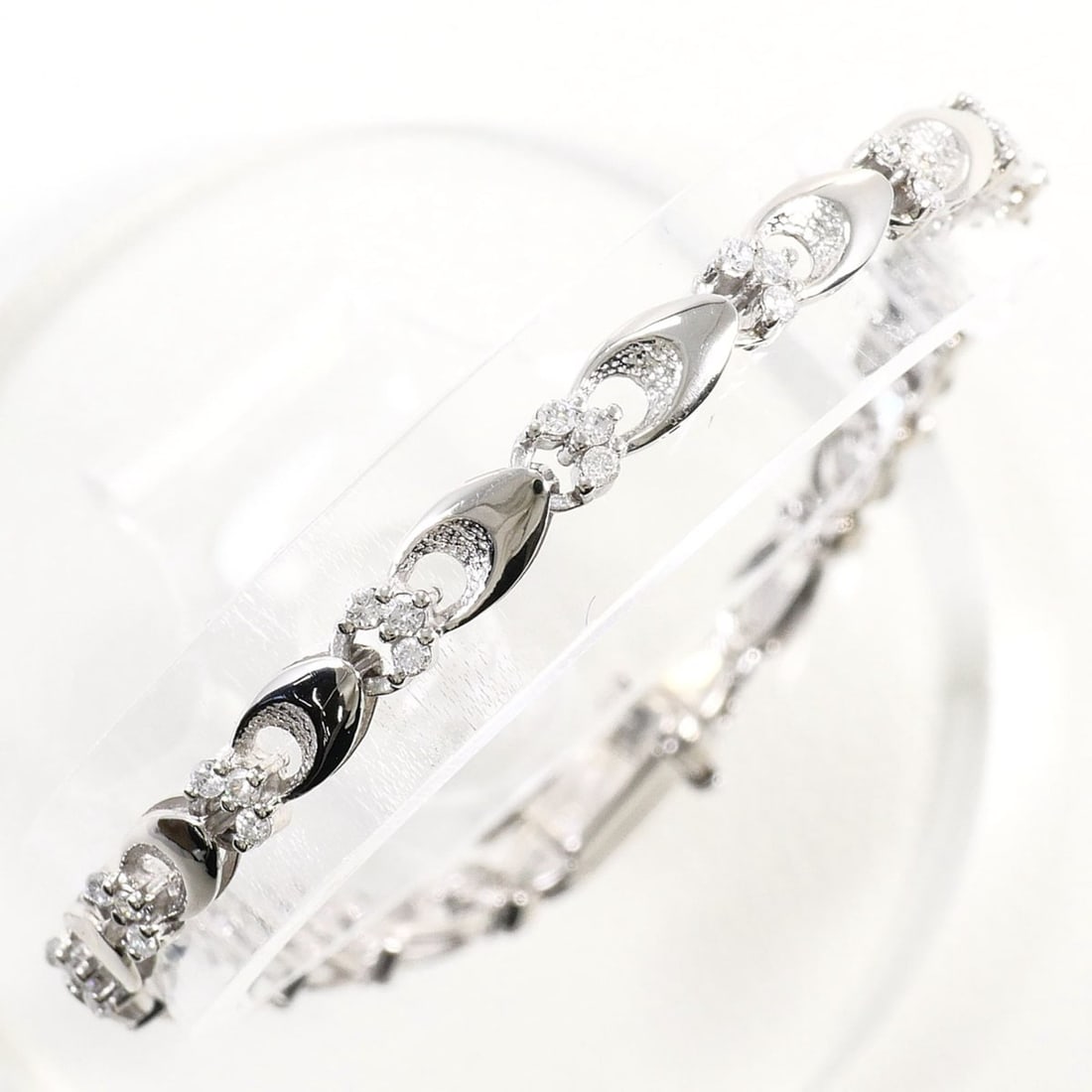PT850 Platinum Bracelet with 0.63ct Diamonds, Certificate of Authenticity, Total Weight 11.3g, (1 of 8)