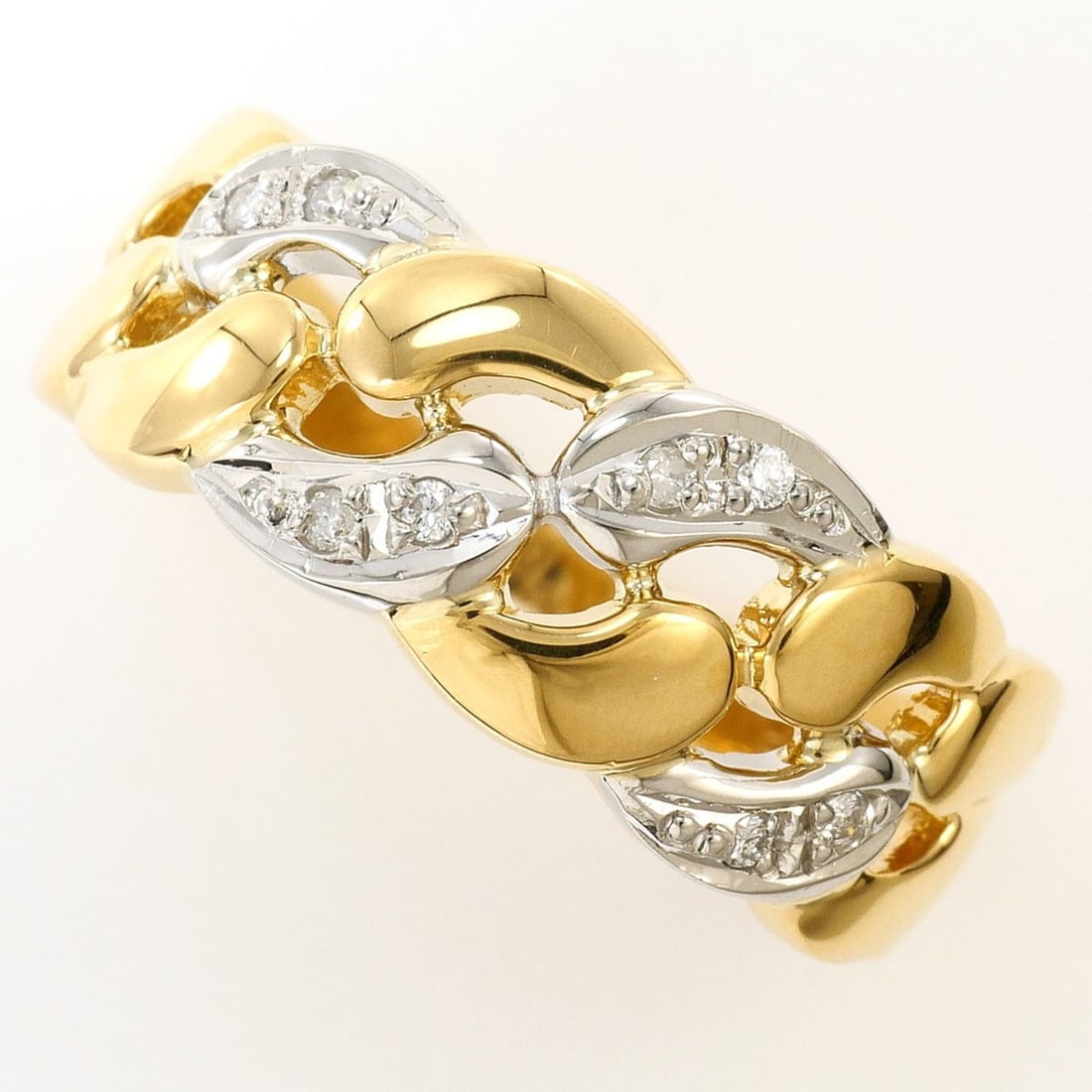 PT900 Platinum 18K Yellow Gold Ring, 1 Diamond 0.05ct, Certificate of Authenticity, Total Weight: --- Catalog ---Category: SizeWidth: 8mm / 0.31''Weight: 5.1g / 0.17oz.JP Size: 16.5US Size: 8Category: DesignType: Band ringColor: Platinum, Yellow goldMetal: Gold, PlatinumStone: DiamondGender: Men,W