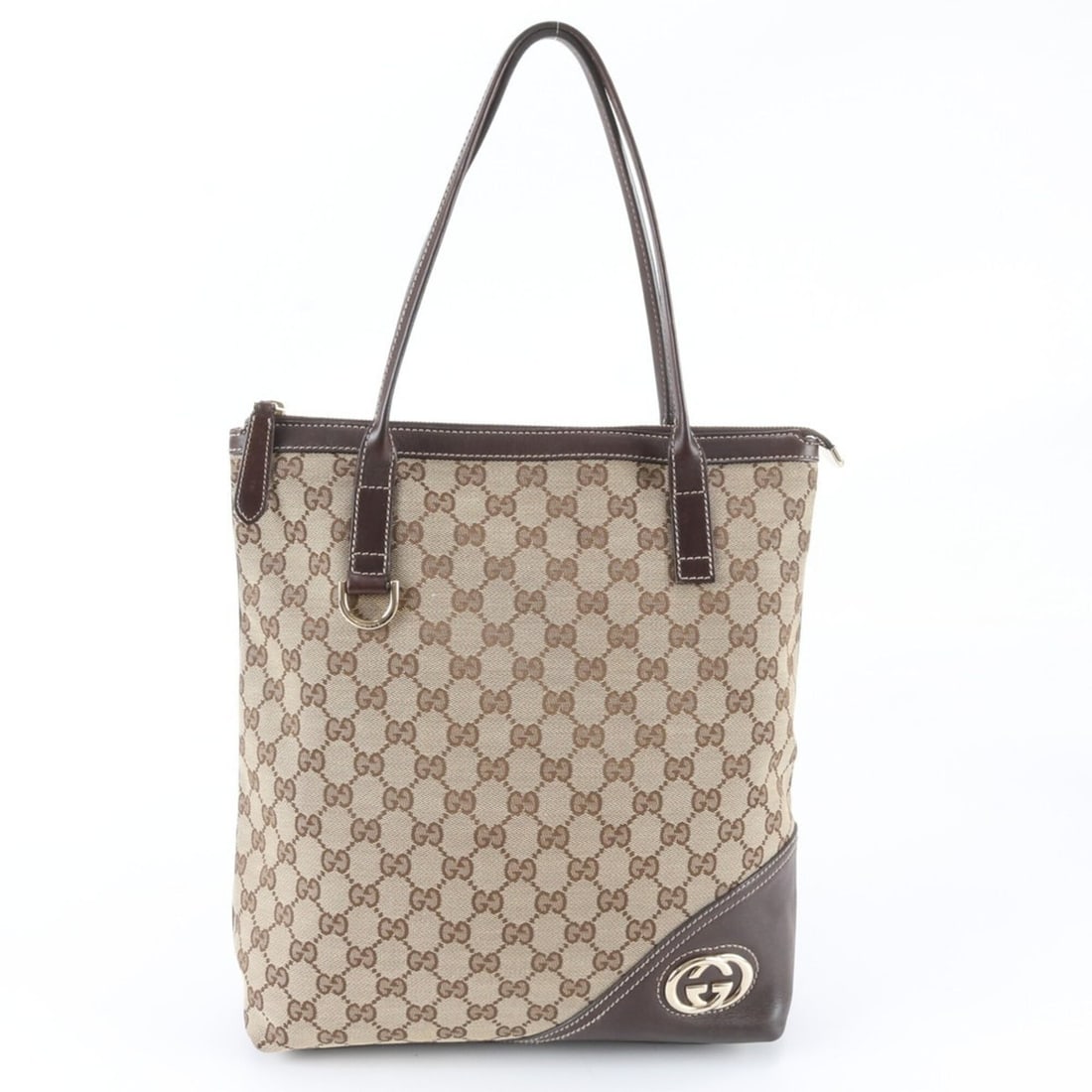 Gucci GG Canvas New Brit 182492 Leather Tote Bag Shoulder Handbag for Women: --- Catalog ---Category: SizeSize (HxWxD): 32cm x 28cm x 11cm / 12.59'' x 11.02'' x 4.33''Category: DesignType: Handbag, Shoulder bag, Tote bagColor: BrownGender: WomenMaterial: Leather , Canvas Categ