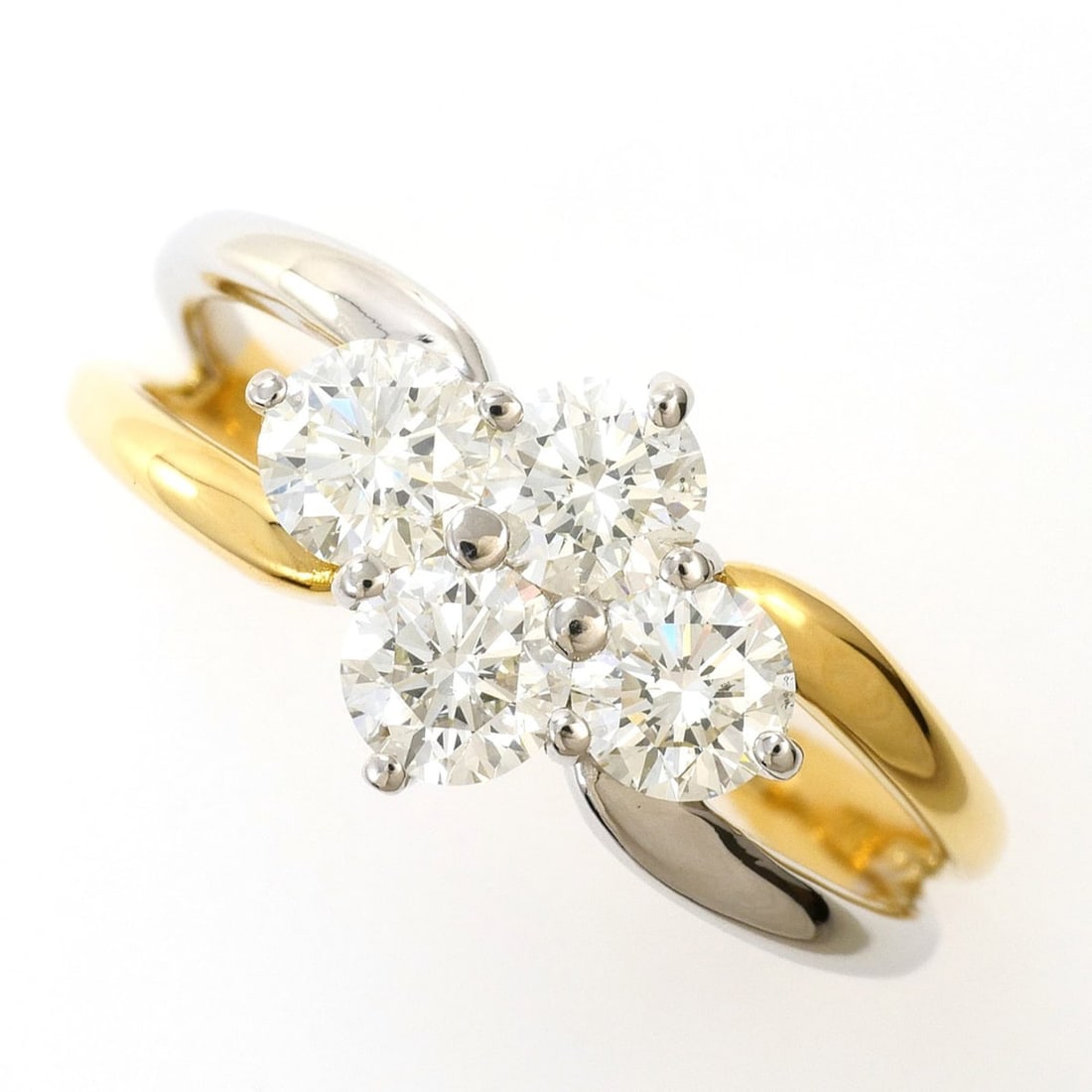 PT900 Platinum 18K Yellow Gold Ring with 1.60ct Diamond, Total Weight 6.4g - Jewelry: --- Catalog ---Category: SizeWidth: 11mm / 0.43''Weight: 6.4g / 0.22oz.JP Size: 21.5US Size: 10Category: DesignType: Band ringColor: Platinum, Yellow goldMetal: Gold, PlatinumStone: DiamondGender: Wom
