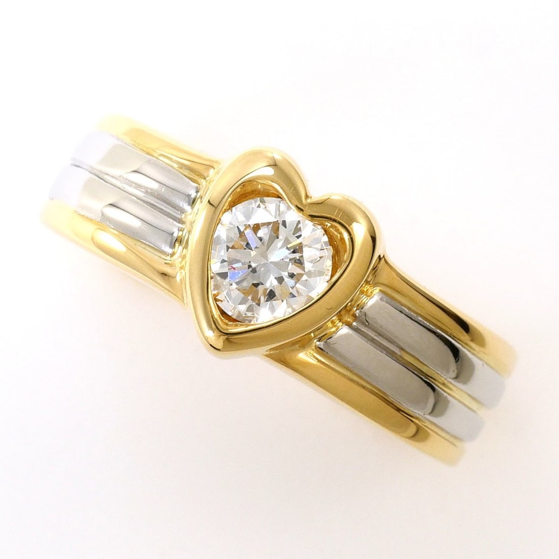 PT900 Platinum 18K Yellow Gold Ring with 0.29ct Diamond, Total Weight 4.2g, Jewelry: --- Catalog ---Category: SizeWidth: 8mm / 0.31''Weight: 4.2g / 0.14oz.JP Size: 9US Size: 5Category: DesignType: Band ringColor: Platinum, Yellow goldMetal: Gold, PlatinumStone: DiamondGender: WomenMat
