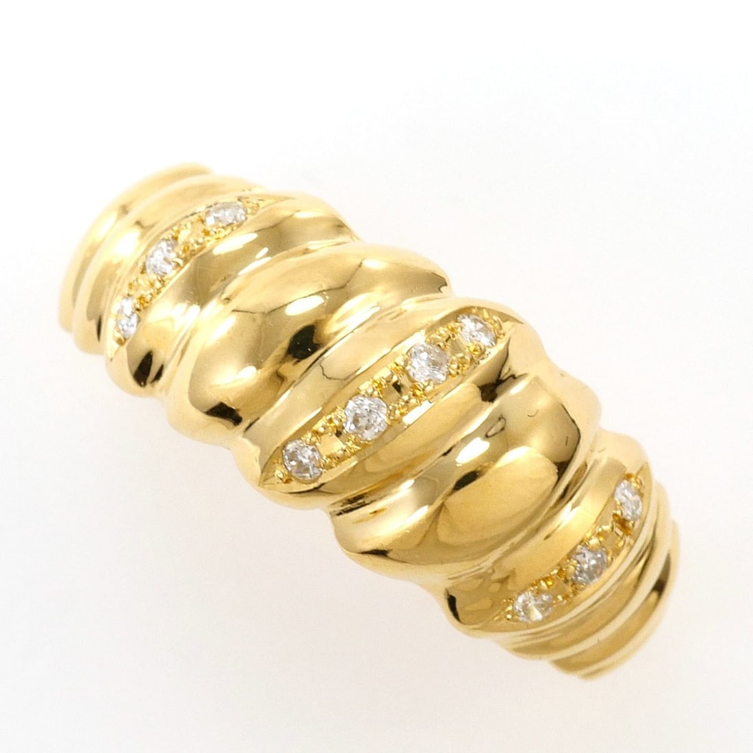 18K (18-karat) Yellow Gold Ring with 0.07ct Diamond, Total Weight 2.8g, Jewelry (1 of 12)