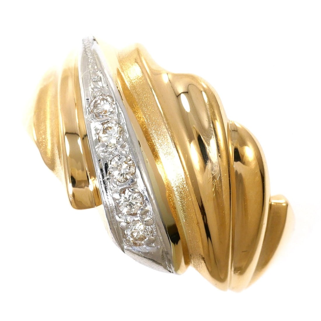 PT900 Platinum 18K Yellow Gold Ring with Diamond (carat weight not stamped), Total Weight 7.3g, (1 of 11)