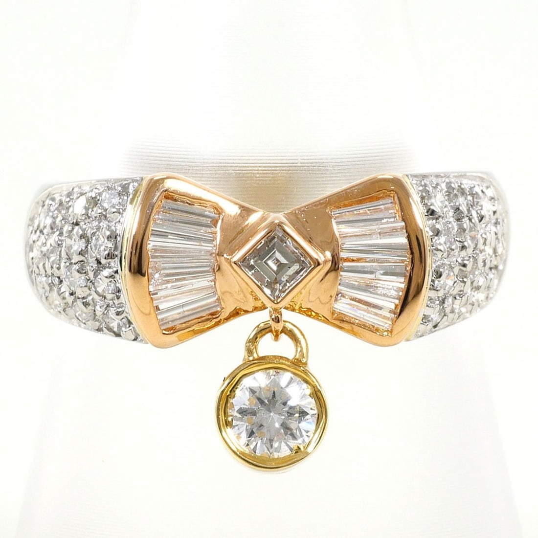 PT900 Platinum 18K Yellow Gold Ring, 1 Diamond, 1.00ct, Total Weight 5.7g, Jewelry: --- Catalog ---Category: SizeWidth: 12mm / 0.47''Weight: 5.7g / 0.2oz.JP Size: 12.5US Size: 6.5Category: DesignType: Band ringColor: Pink gold, Platinum, Yellow goldMetal: Gold, PlatinumStone: Diamond