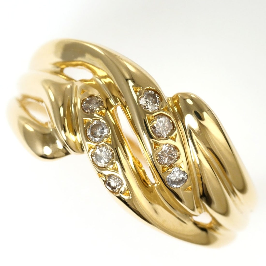 18K (18-karat) Yellow Gold Ring with 0.12ct Diamond, Certificate of Authenticity, Total Weight 3.3g,: --- Catalog ---Category: SizeWeight: 3.3g / 0.11oz.JP Size: 12US Size: 6.5Category: DesignType: Band ringColor: Yellow goldMetal: GoldStone: DiamondGender: WomenMaterial: Yellow gold (18K)Metal Purity