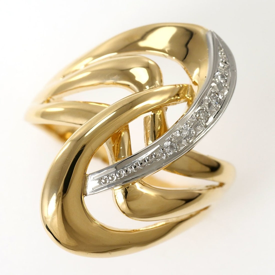 PT900 Platinum 18K Yellow Gold Ring with 0.04ct Diamond, Certificate of Authenticity, Total Weight (1 of 9)
