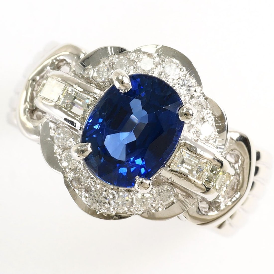 PT900 Platinum Ring - Sapphire 1.63ct, Diamond 0.44ct, Certificate of Authenticity, Total Weight (1 of 10)