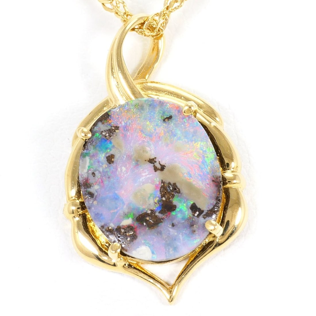 18K (18-karat) Yellow Gold Necklace with Opal (Laminated Stone), Certificate of Authenticity, Total (1 of 13)