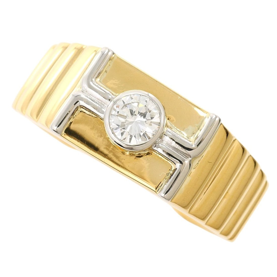 PT900 Platinum 18K Yellow Gold Ring with 0.33ct Diamond, Certificate of Authenticity, Total Weight: --- Catalog ---Category: SizeWidth: 9mm / 0.35''Weight: 10.6g / 0.37oz.JP Size: 21.5US Size: 10Category: DesignType: Band ringColor: Platinum, Yellow goldMetal: Gold, PlatinumStone: DiamondGender: Wom