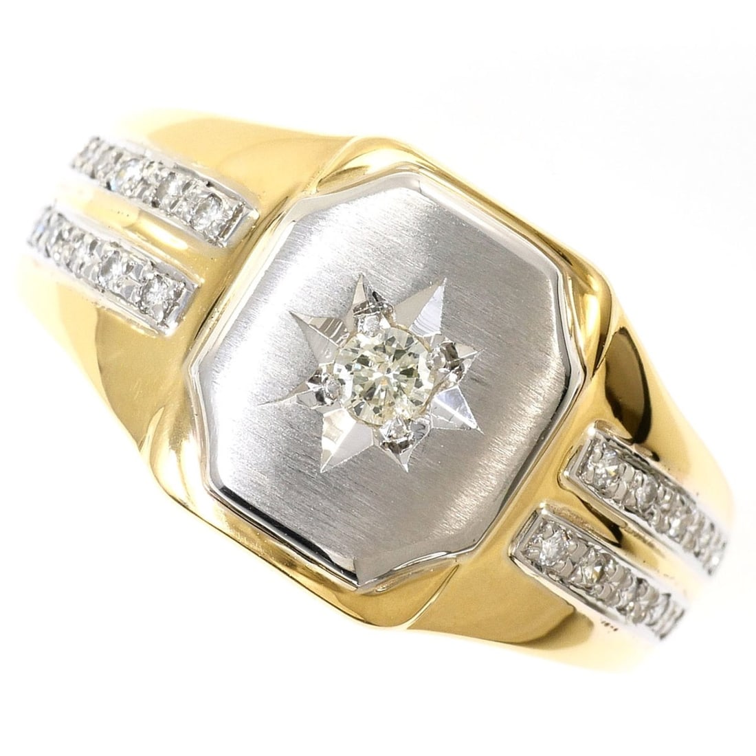 PT900 Platinum 18K Yellow Gold Ring with 0.20ct Diamond, Certificate of Authenticity, Total Weight (1 of 13)