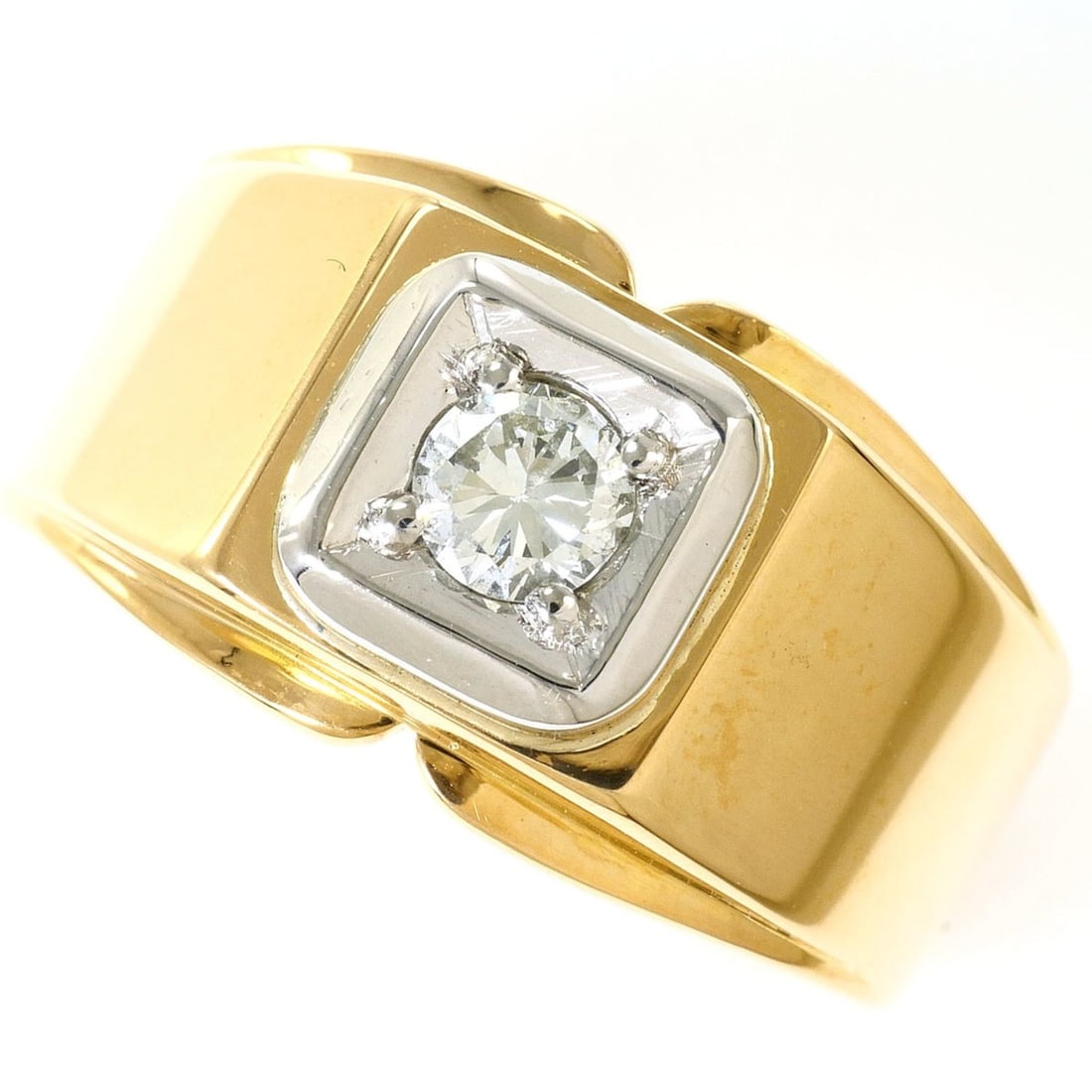 PT900 Platinum 18K Yellow Gold Ring with 0.229ct Diamond, Certificate of Authenticity, Total Weight (1 of 10)
