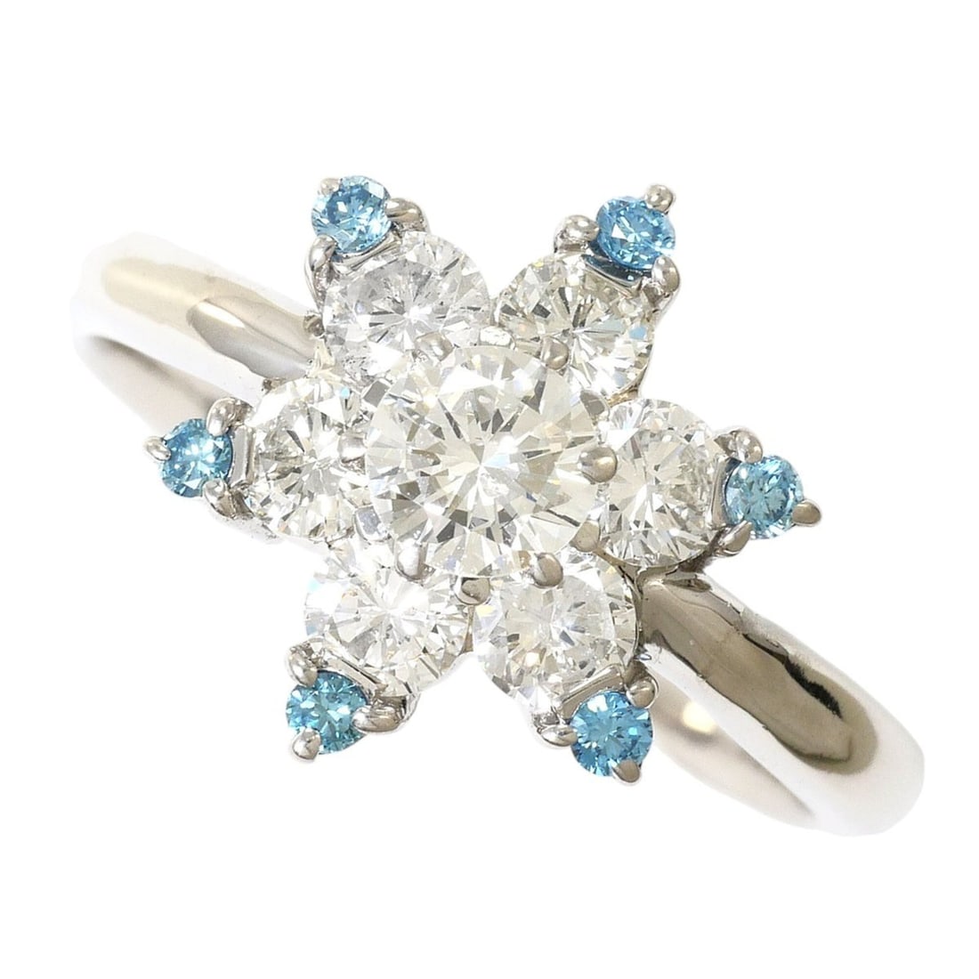 PT900 Platinum Ring, 1 Diamond (0.93ct), Blue (Treated) (0.09ct), I1 Clarity, Certificate of: --- Catalog ---Category: SizeWidth: 13mm / 0.51''Weight: 5.3g / 0.18oz.JP Size: 13US Size: 6.5Category: DesignType: Band ringColor: PlatinumMetal: PlatinumStone: DiamondGender: WomenMaterial: Platinum