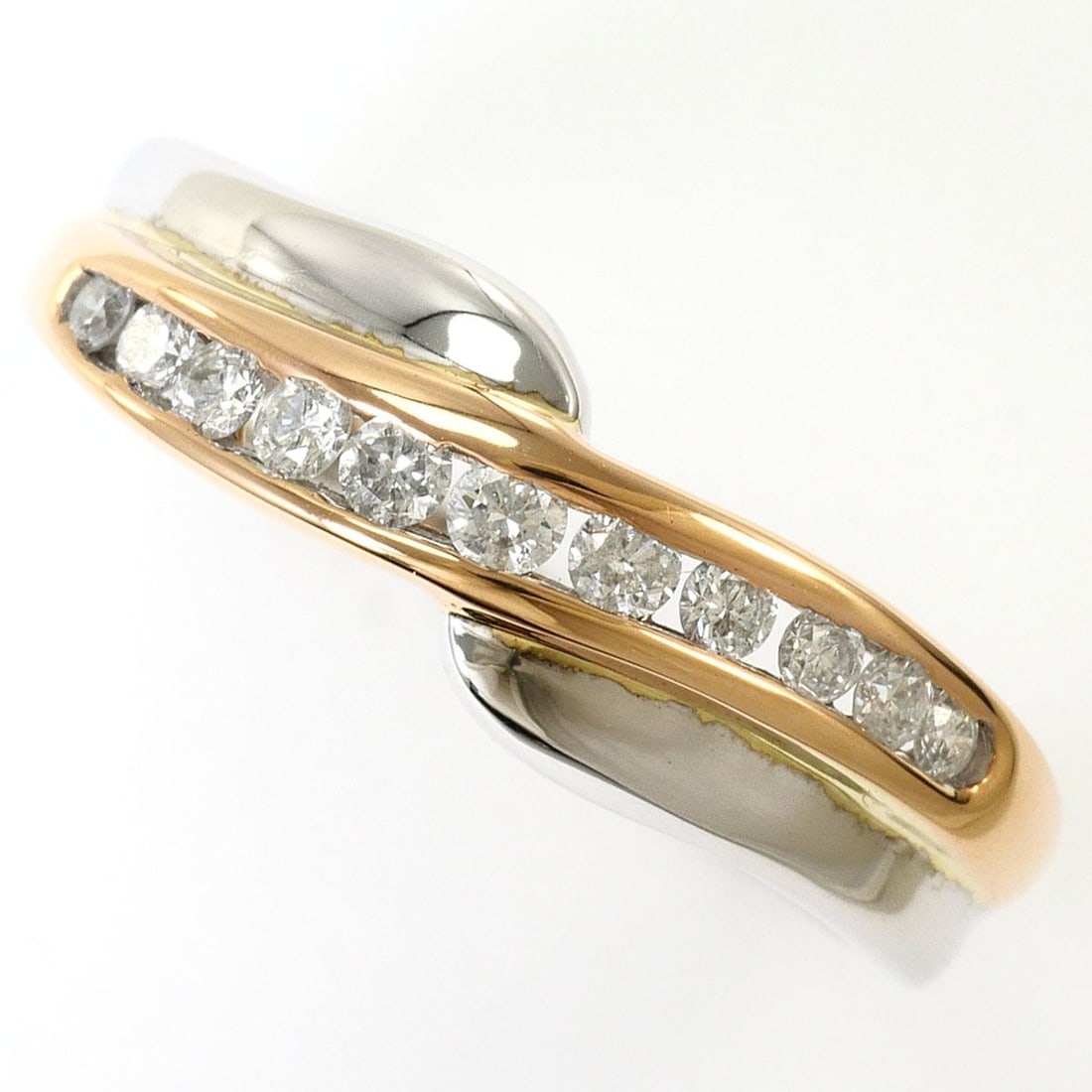 18K (18-karat white gold) ring, 1 diamond (0.25ct), with appraisal certificate, total weight 4.0g,: --- Catalog ---Category: SizeWidth: 6mm / 0.24''Weight: 4g / 0.14oz.JP Size: 12US Size: 6.5Category: DesignType: Band ringColor: Pink gold, White goldMetal: Gold, White GoldStone: DiamondGender: Women