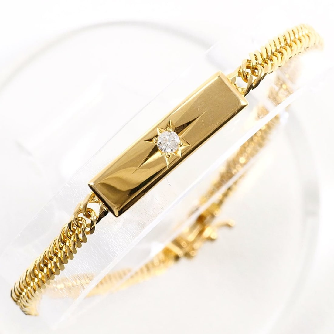 18K (18-karat) Yellow Gold Bracelet with 0.05ct Diamond, Certificate of Authenticity, Total Weight (1 of 6)