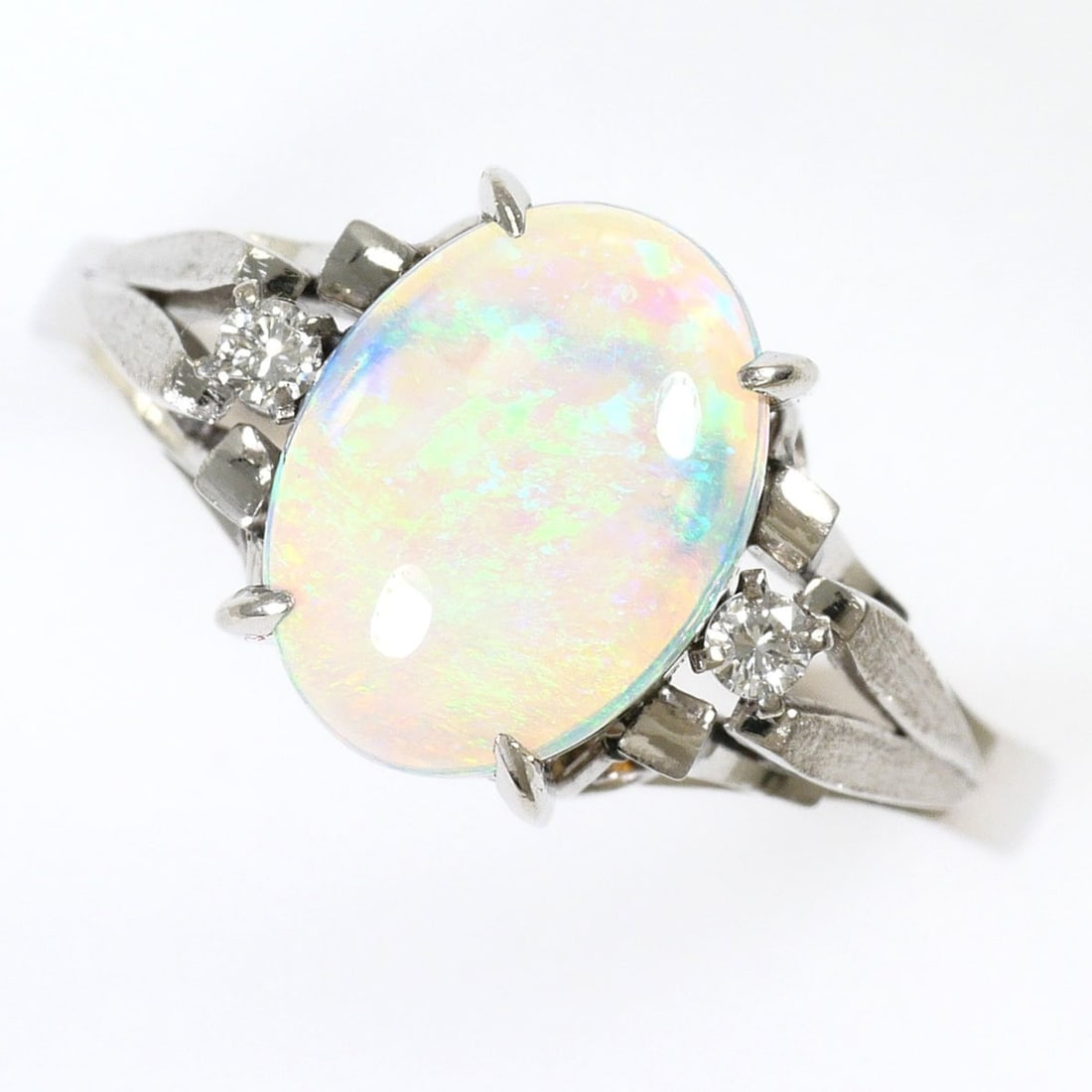 Pm900 Platinum Ring, 1 piece, Opal 1.22ct, Diamond 0.04ct, Total Weight 4.9g, Jewelry (1 of 8)