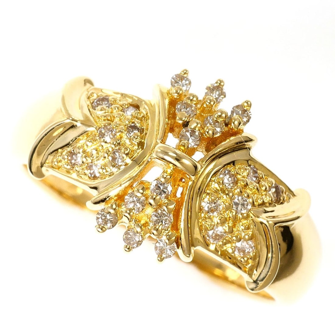 18K (18-karat) Yellow Gold Ring with 0.21ct Diamond, Certificate of Authenticity, Total Weight 4.0g, (1 of 9)