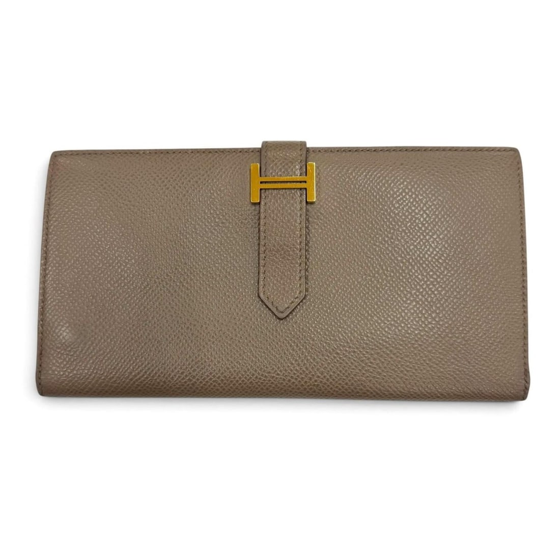 HERMES Bearn Soufflé Long Wallet in Veau Epsom Leather, Taupe, Gold Hardware, D Stamp, Made France,: --- Catalog ---Category: SizeSize (HxWxD): 9cm x 17.4cm / 3.54'' x 6.85''Category: DesignType: Long wallet (bi-fold)Color: TaupeGender: MenMaterial: Epsom leather Category: GeneralBrand: HermesCountry