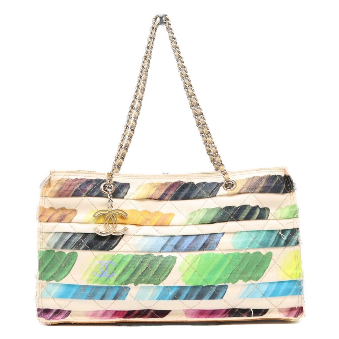 CHANEL Paint Series Colorama Canvas Chain Mini Tote Bag, Multicolor, Women's: --- Catalog ---Category: SizeSize (HxWxD): 19cm x 32cm x 9cm / 7.48'' x 12.59'' x 3.54''Category: DesignType: Tote bagColor: Multi-colorGender: WomenMaterial: Canvas Category: GeneralBrand: Chanel--- 