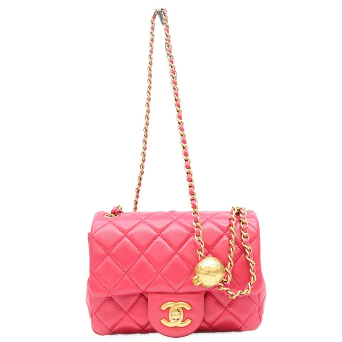 CHANEL AS1786 Lambskin Pearl Crush Coco Ball Mini Matelassé 17 Shoulder Bag, Pink with Gold (1 of 14)