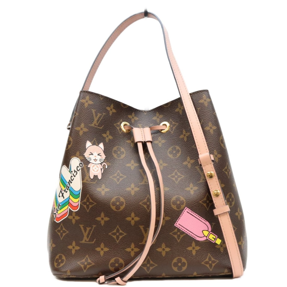 LOUIS VUITTON M44022 Monogram Rose Poudre World Tour Neo Noe MM Shoulder Bag Brown Pink Gold: --- Catalog ---Category: SizeSize (HxWxD): 25cm x 28cm x 17cm / 9.84'' x 11.02'' x 6.69''Category: DesignType: Shoulder bagColor: Brown, PinkGender: WomenMaterial: Monogram Hardware Color: GoldCategor