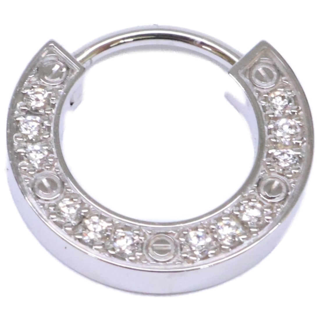 Cartier B8301424 750WG LOVE Single Earring with 0.05ct 12-Pave Diamonds, White Gold, for Women: --- Catalog ---Category: DesignType: Stud earringsColor: White goldGender: WomenMaterial: White gold (18K)Category: GeneralBrand: Cartier--- Item List ---Section: ConditionRanking: Rank AB Used - Trac