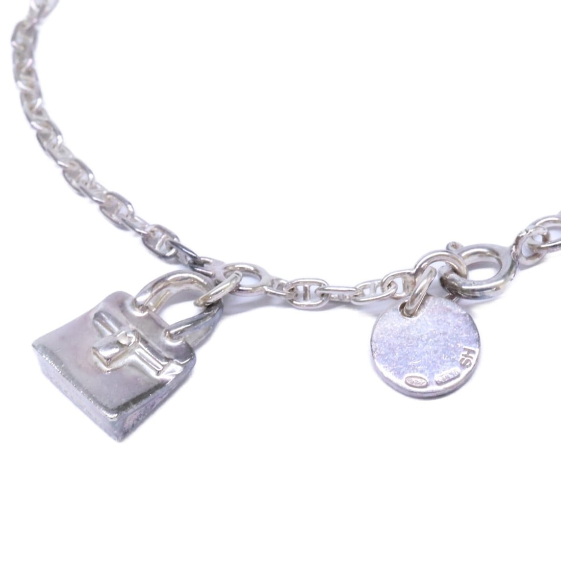 HERMES 925 Amulette Birkin Chaine d'Ancre Chain Bracelet SH Silver Women's (1 of 12)