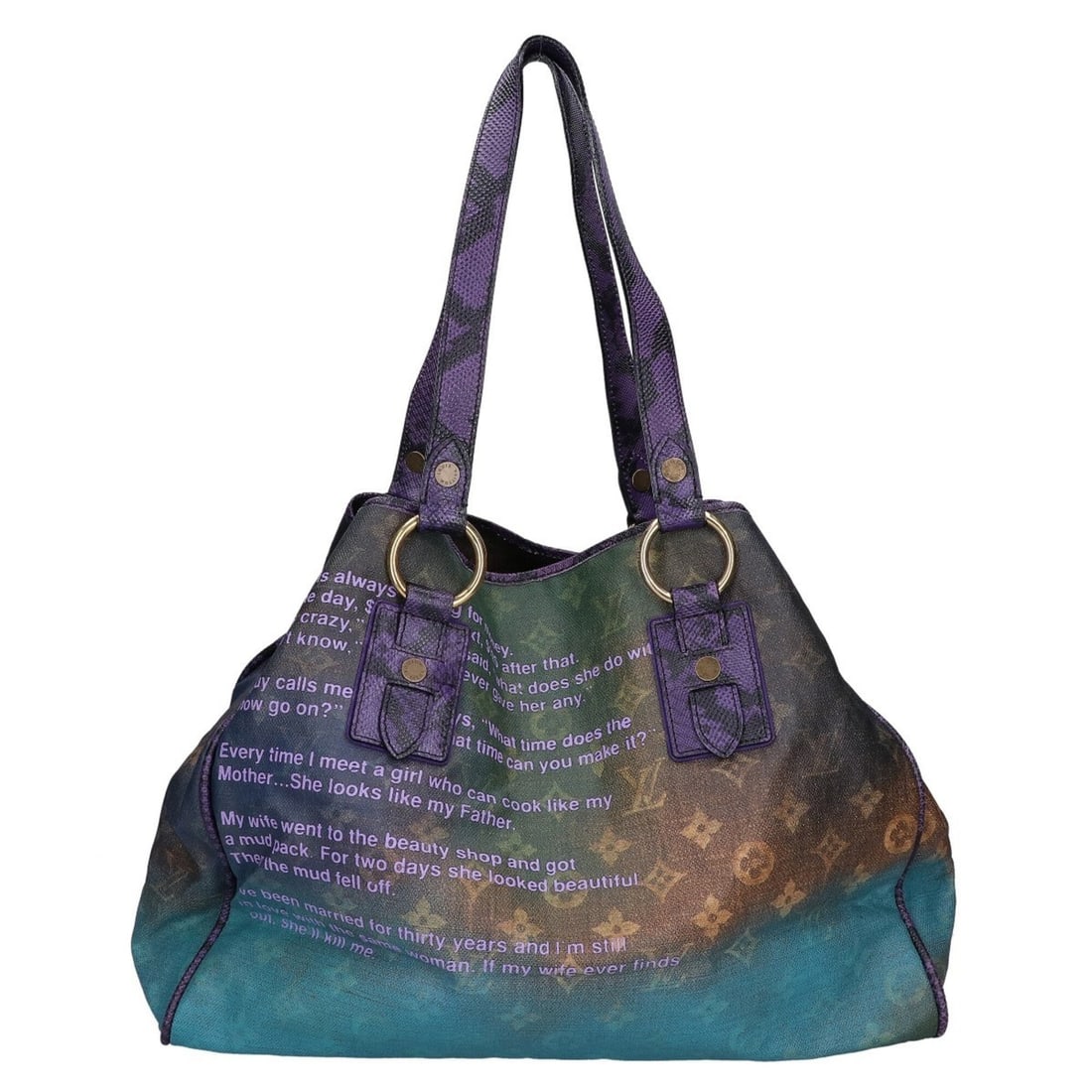 LOUIS VUITTON M95740 Heartbreak Monogram Jokes Tote Bag Violet (Women's): --- Catalog ---Category: SizeSize (HxWxD): 33cm x 42cm x 20cm / 12.99'' x 16.53'' x 7.87''Category: DesignType: Tote bagColor: VioletGender: WomenMaterial: PVC Category: GeneralBrand: Louis Vuitton---