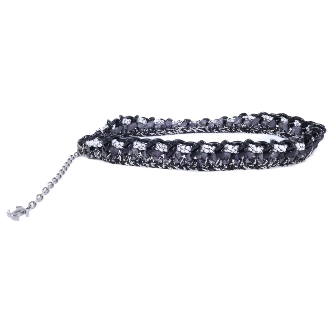 CHANEL Chanel Excellent Condition Coco Mark Tweed Mixed Chain Belt Black Silver Hardware Women's: --- Catalog ---Category: SizeLength: 90cm / 35.43''Category: DesignType: Chain beltColor: BlackGender: WomenCategory: GeneralBrand: Chanel--- Item List ---Section: ConditionRanking: Rank A Used - A fe