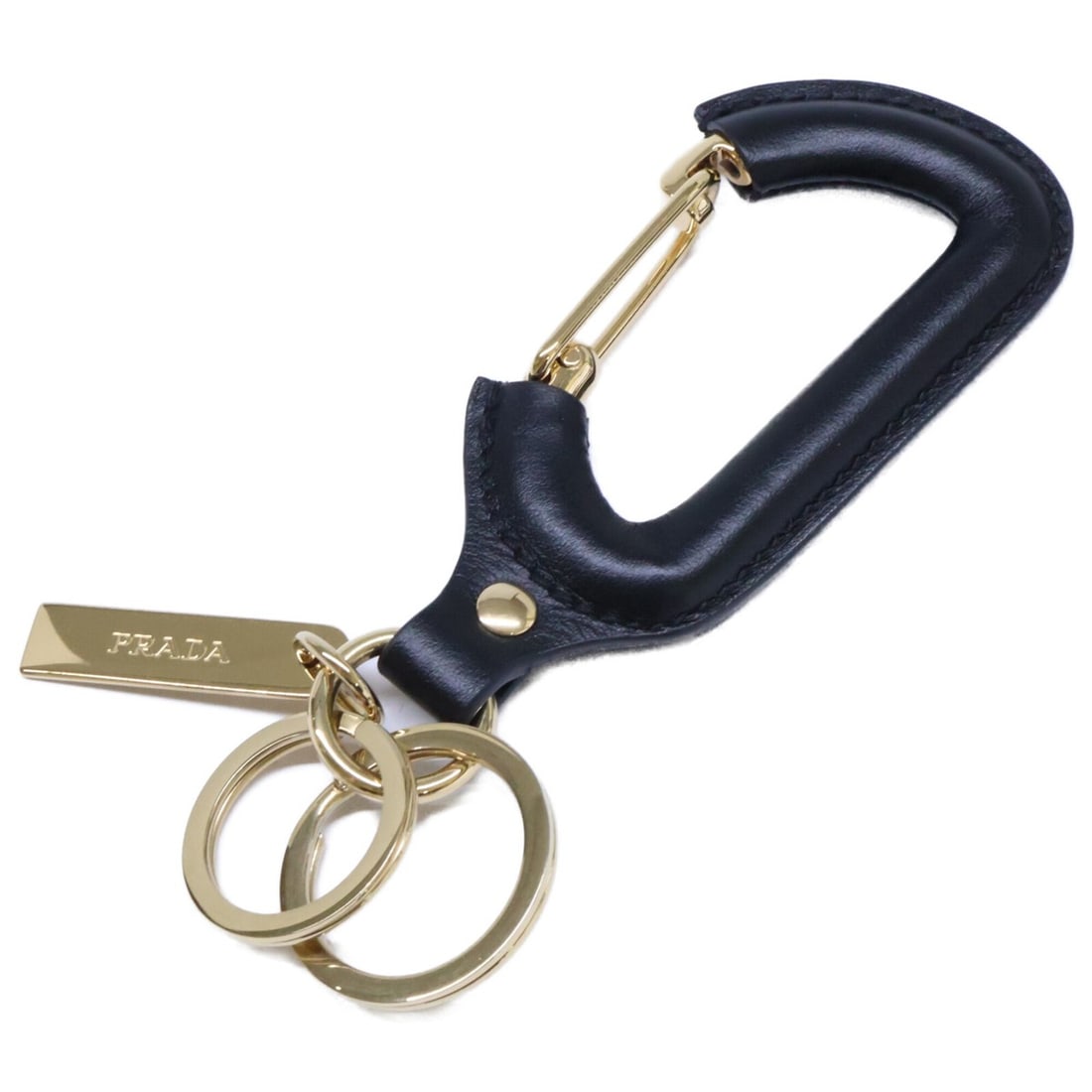 PRADA 1PP194_ASK_F0002 Leather Keychain Key Holder Black Gold Men's: --- Catalog ---Category: DesignType: Key ChainColor: Black, GoldGender: MenMaterial: LeatherCategory: GeneralBrand: Prada--- Item List ---Section: ConditionRanking: Rank AB Used - Traces of usage, scr