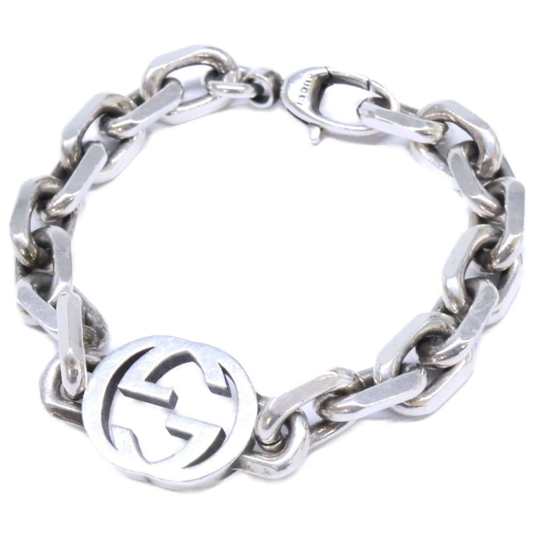 GUCCI Ag925 Interlocking G Bracelet, Silver, Men's: --- Catalog ---Category: SizeLength: 19.5cm / 7.67''Category: DesignType: Charm braceletColor: SilverGender: MenMaterial: Silver 925Category: GeneralBrand: Gucci--- Item List ---Section: ConditionRank