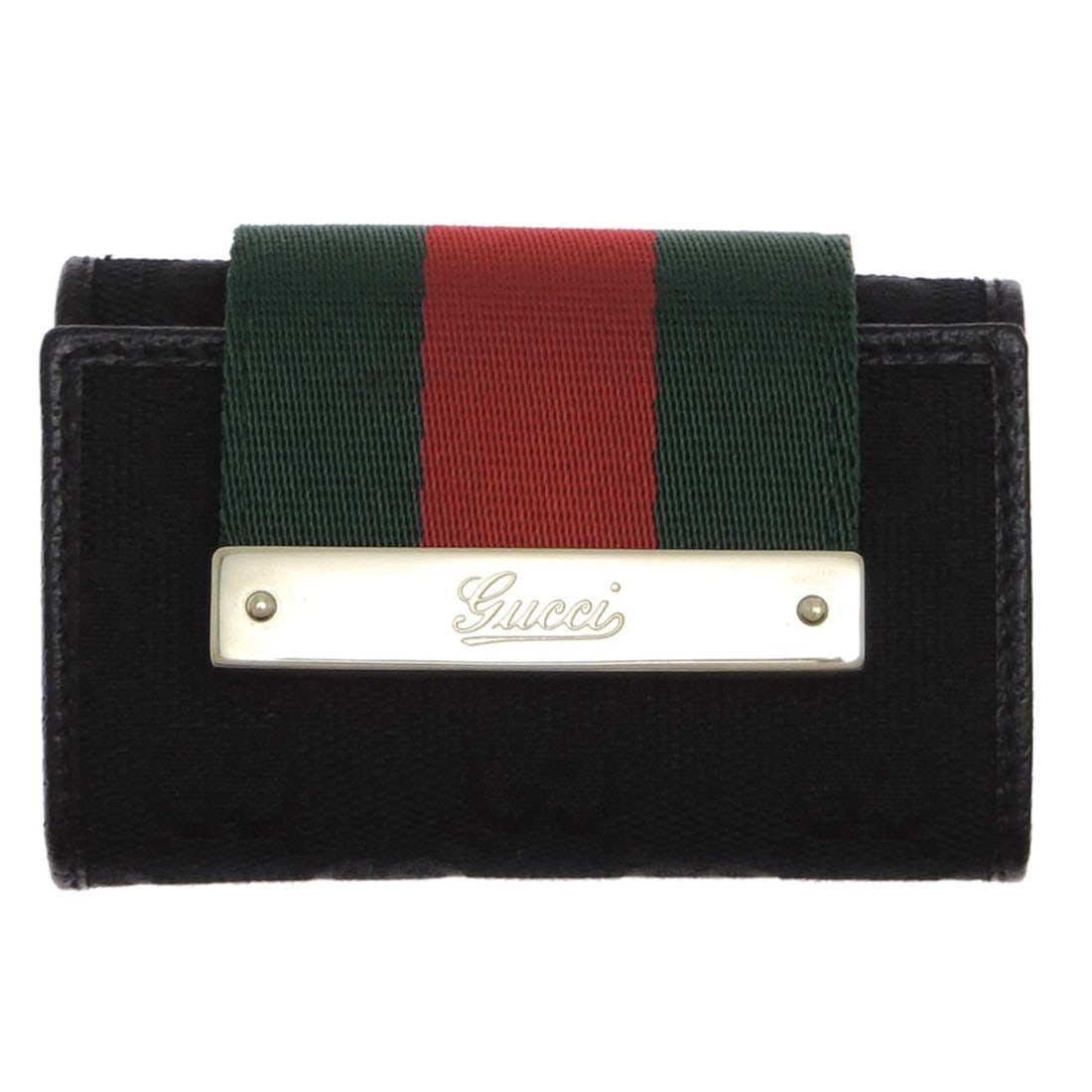 Gucci 6-ring key case for women and men, 181673 GG canvas, black.: --- Catalog ---Category: DesignType: KeycaseColor: Black, Green, Red colorGender: Men,WomenMaterial: GG canvas Category: GeneralMPN: 181673Brand: GucciCountry of Origin: ItalyCategory: Physical Proper