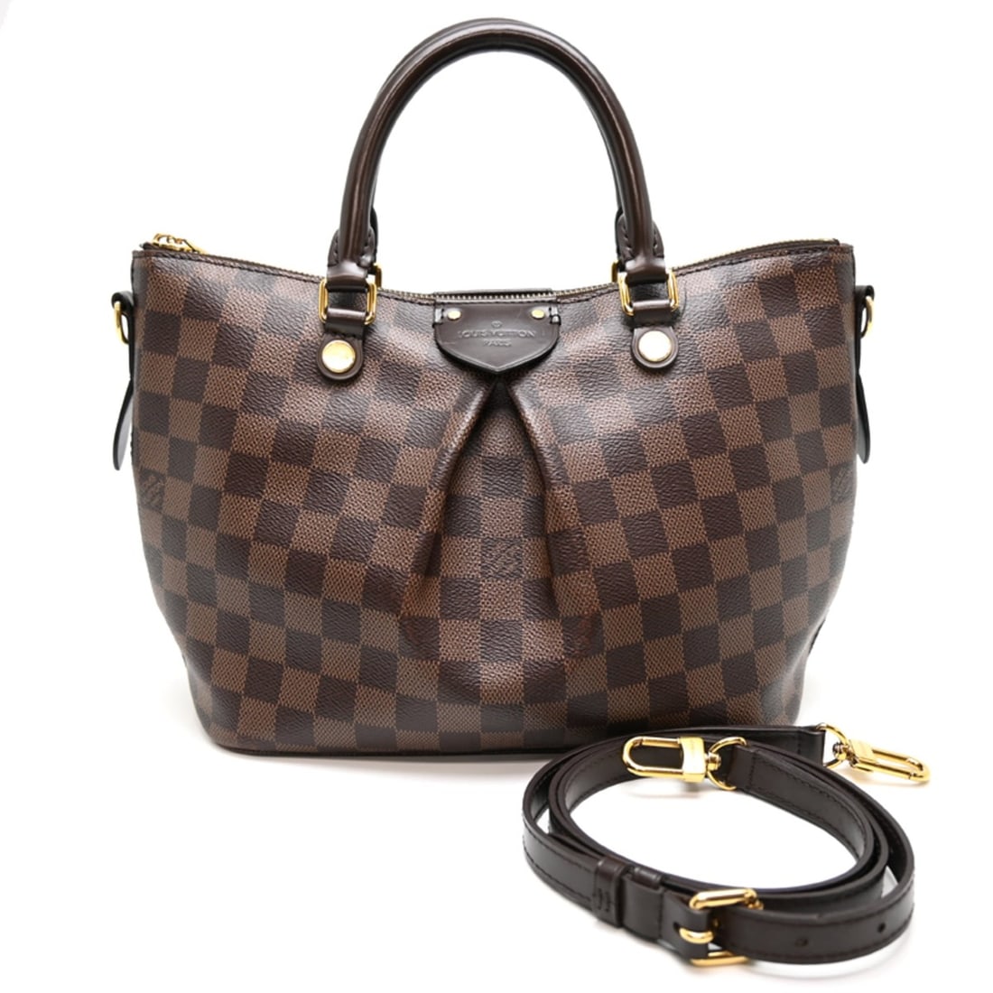Louis Vuitton Siena PM Women's Handbag N41545 (Discontinued) Damier Brown: --- Catalog ---Category: SizeSize (HxWxD): 20cm x 30cm x 12cm / 7.87'' x 11.81'' x 4.72''Category: DesignType: HandbagColor: BrownGender: WomenMaterial: Damier Canvas Category: GeneralMPN: N41545Brand