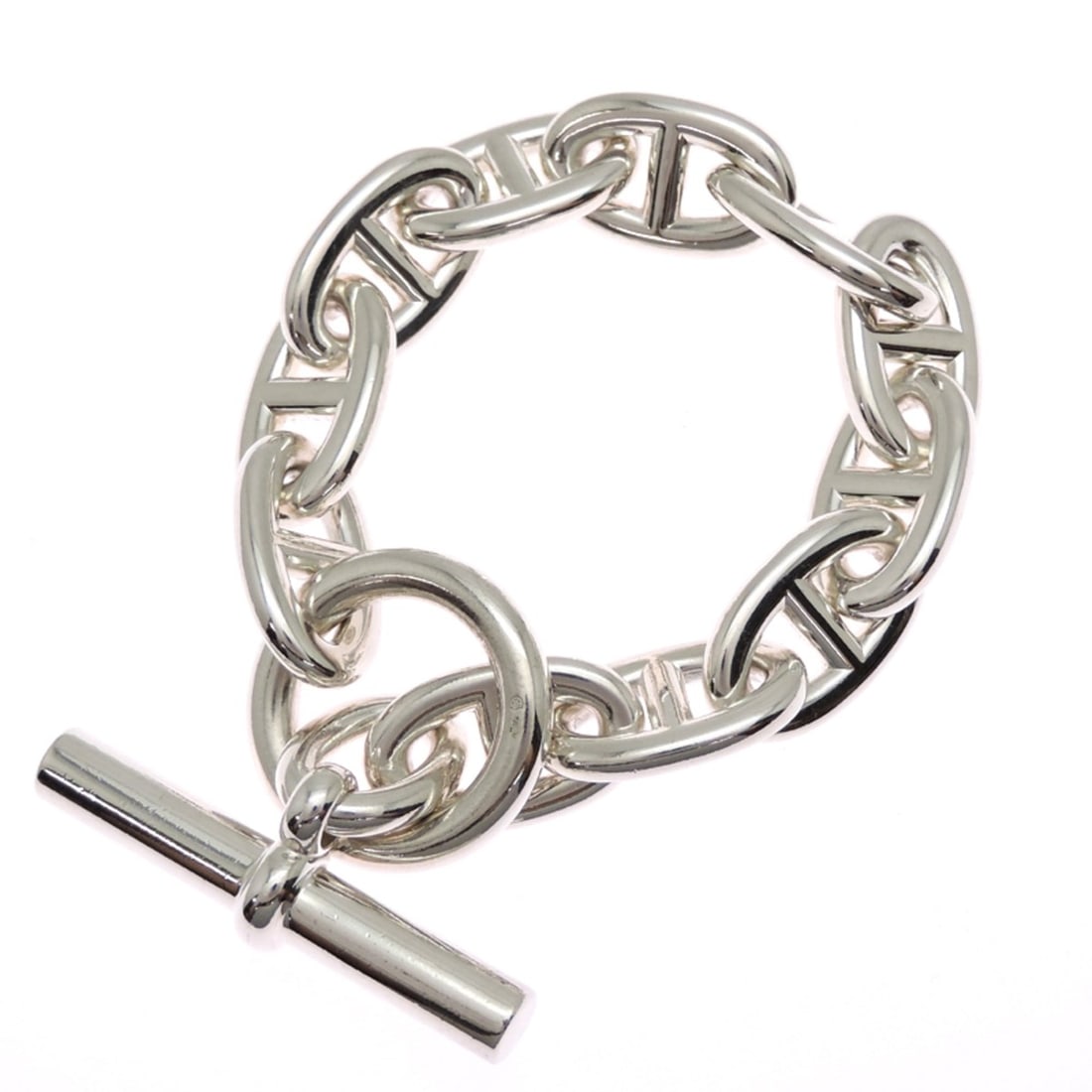 Hermes SV925 Chaine d'Ancre TGM 11-link bracelet for women and men, H101995B, 925 sterling silver.: --- Catalog ---Category: SizeLength: 22cm / 8.66''Category: DesignType: Charm braceletGender: Men,WomenMaterial: Silver 925Category: GeneralMPN: H101995BBrand: HermesCountry of Origin: France--- Item 