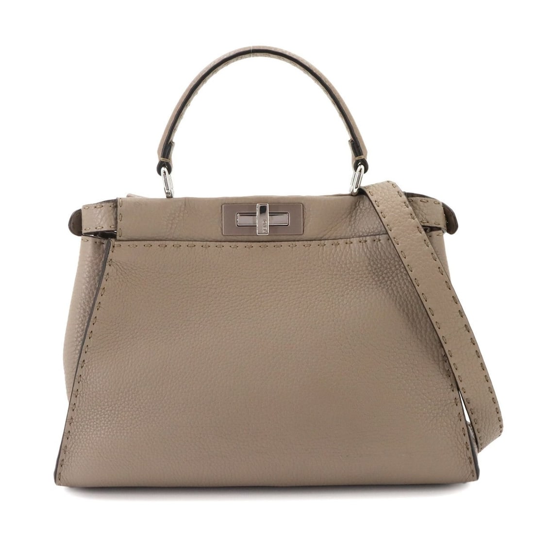 Fendi Selleria Peekaboo Regular 2-way Hand/Shoulder Handbag, Leather, Beige, 8BN290: --- Catalog ---Category: SizeSize (HxWxD): 24.5cm x 34cm x 13.5cm / 9.64'' x 13.38'' x 5.31''Category: DesignType: HandbagColor: BeigeGender: Men,WomenMaterial: Leather Category: GeneralMPN: 8BN290Lin