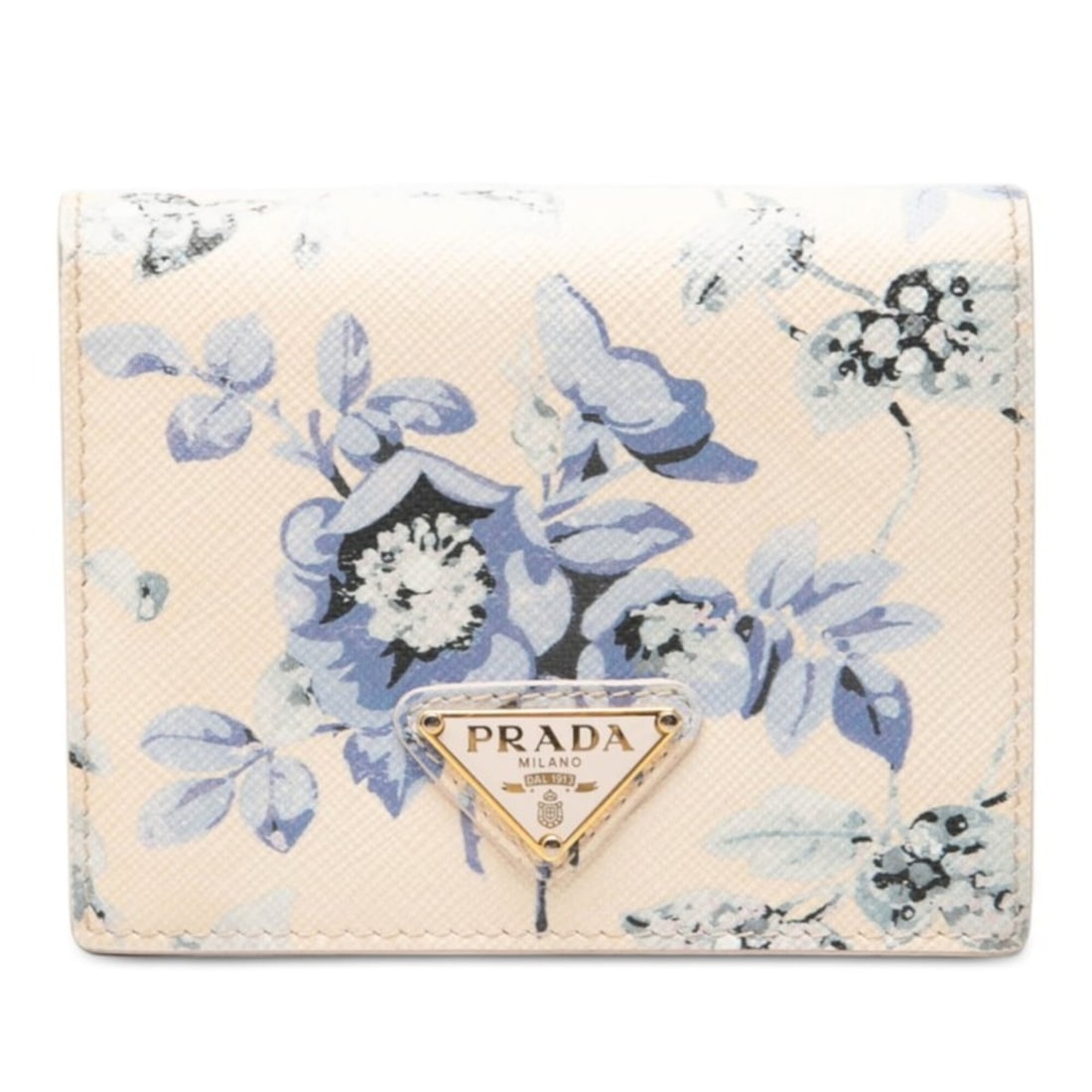 Prada Triangle Logo Plate Flower Print Bi-fold Wallet Pink/Blue Saffiano Leather Women's PRADA: --- Catalog ---Category: SizeSize (HxWxD): 9cm x 11.5cm x 2.5cm / 3.54'' x 4.52'' x 0.98''Category: DesignType: Wallet (bi-fold)Color: Blue, PinkGender: WomenMaterial: Leather Category: GeneralBrand: 