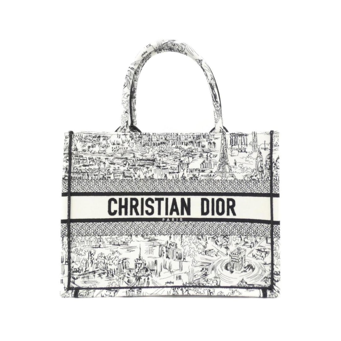 Christian Dior Paris Allover Book Tote Medium M1296ZEGI Handbag: --- Catalog ---Category: SizeSize (HxWxD): 28cm x 36cm x 17cm / 11.02'' x 14.17'' x 6.69''Category: DesignType: HandbagColor: Black, WhiteGender: Women,MenMaterial: Canvas Category: GeneralMPN: M1296Z