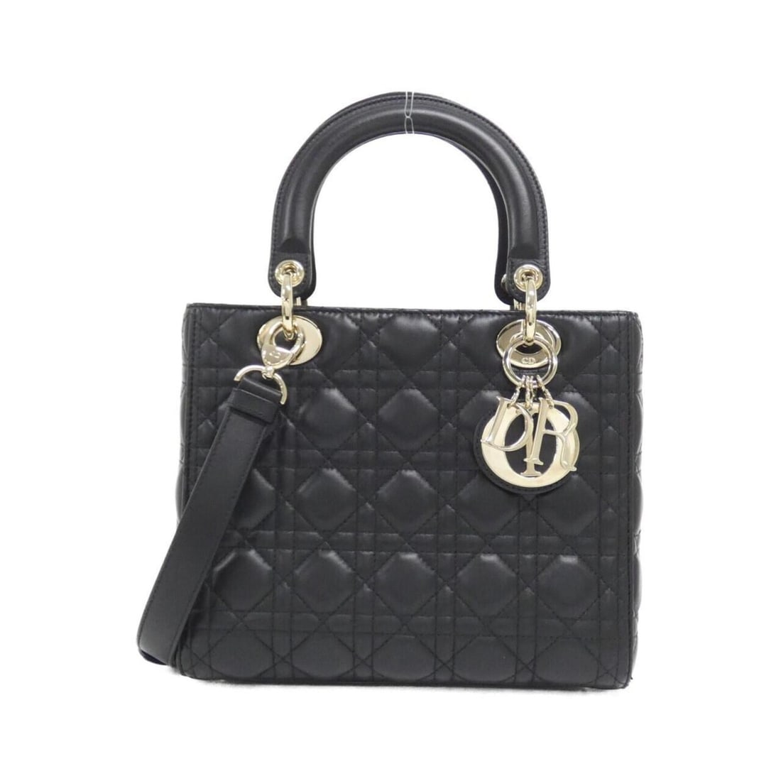 Christian Dior Lady Medium M0565ONGE Handbag: --- Catalog ---Category: SizeSize (HxWxD): 20cm x 24cm x 12cm / 7.87'' x 9.44'' x 4.72''Category: DesignType: HandbagColor: BlackGender: Men,WomenMaterial: Leather Leather/Fur Type: Lamb leatherCatego