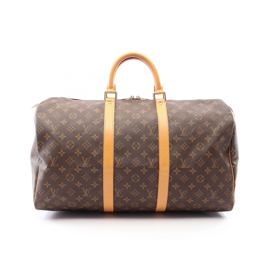 Louis Vuitton Keepall 50 Monogram Boston Bag Handbag, Coated Canvas Leather, Men's/Women's, Brown,: --- Catalog ---Category: SizeSize (HxWxD): 28cm x 51cm x 21.5cm / 11.02'' x 20.07'' x 8.46''Category: DesignType: Boston bag, HandbagColor: BrownGender: Men,WomenMaterial: PVC , Leather Category: Gene