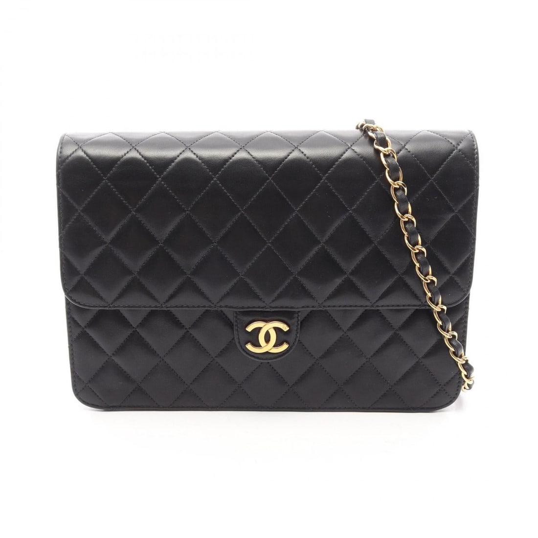 Chanel Matelassé Push-Lock Shoulder Bag/Handbag, Lambskin Leather, Women's, Black: --- Catalog ---Category: SizeSize (HxWxD): 18.5cm x 25cm x 8cm / 7.28'' x 9.84'' x 3.14''Category: DesignType: Handbag, Shoulder bagColor: BlackGender: WomenMaterial: Leather Leather/Fur Type: Lambski