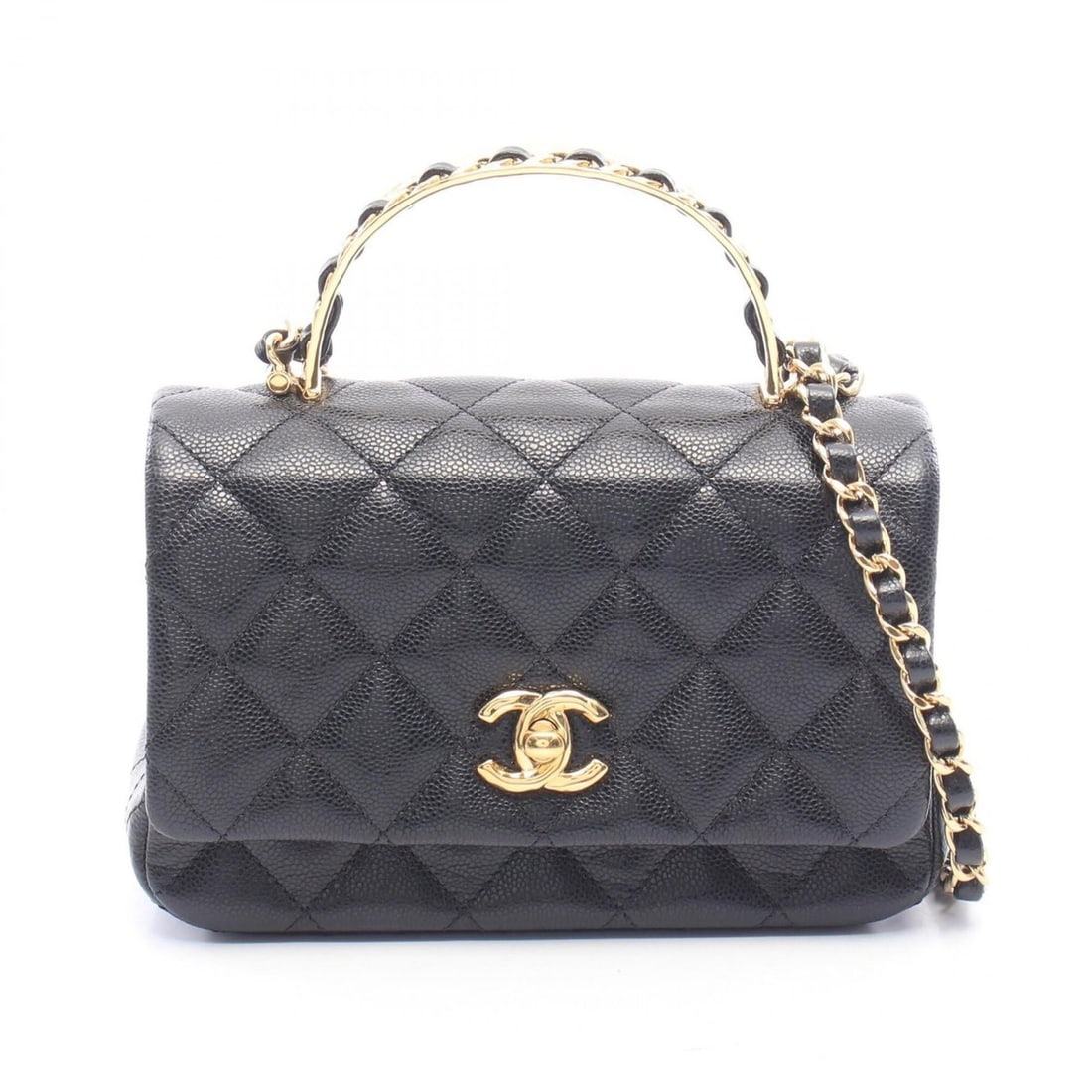 Chanel Matelassé Top Handle 2-Way Shoulder Bag/Handbag, Caviar Leather (Grained Calfskin), Women's,: --- Catalog ---Category: SizeSize (HxWxD): 12cm x 17.5cm x 6cm / 4.72'' x 6.88'' x 2.36''Category: DesignType: Handbag, Shoulder bagColor: BlackGender: WomenMaterial: Grained Calfskin Category: Genera