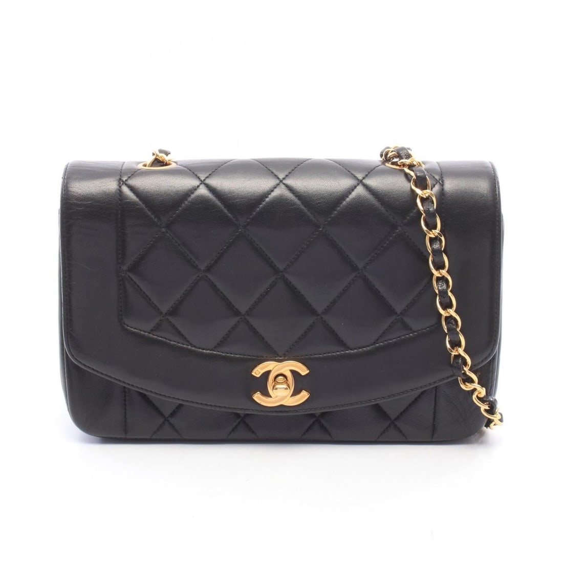 Chanel Matelassé Diana Flap Shoulder Bag/Handbag, Lambskin Leather, Women's, Black (A01164): --- Catalog ---Category: SizeSize (HxWxD): 14cm x 22cm x 7cm / 5.51'' x 8.66'' x 2.75''Category: DesignType: Handbag, Shoulder bagColor: BlackGender: WomenMaterial: Leather Leather/Fur Type: LambskinC