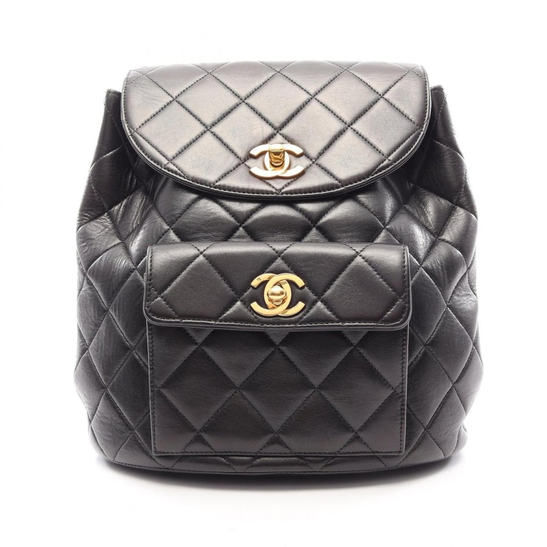 Chanel Matelassé Turnlock Chain Backpack/Handbag, Lambskin Leather, Women's, Black (1 of 11)